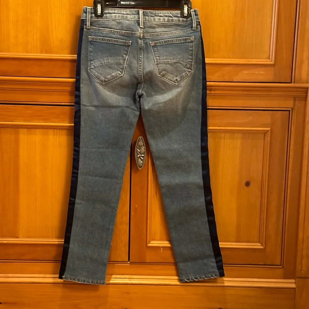 Driftwood Candace Jeans Straight Ankle Length Side Satin Stripe